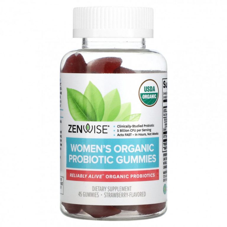 Zenwise Health, Women’s Organic Probiotic Gummies, Strawberry, 45 Gummies