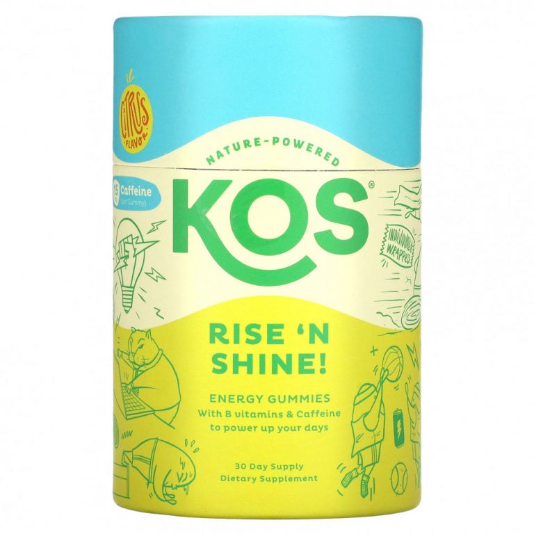 KOS, Rise ‘N Shine Energy Gummies, Citrus, 30 Gummies