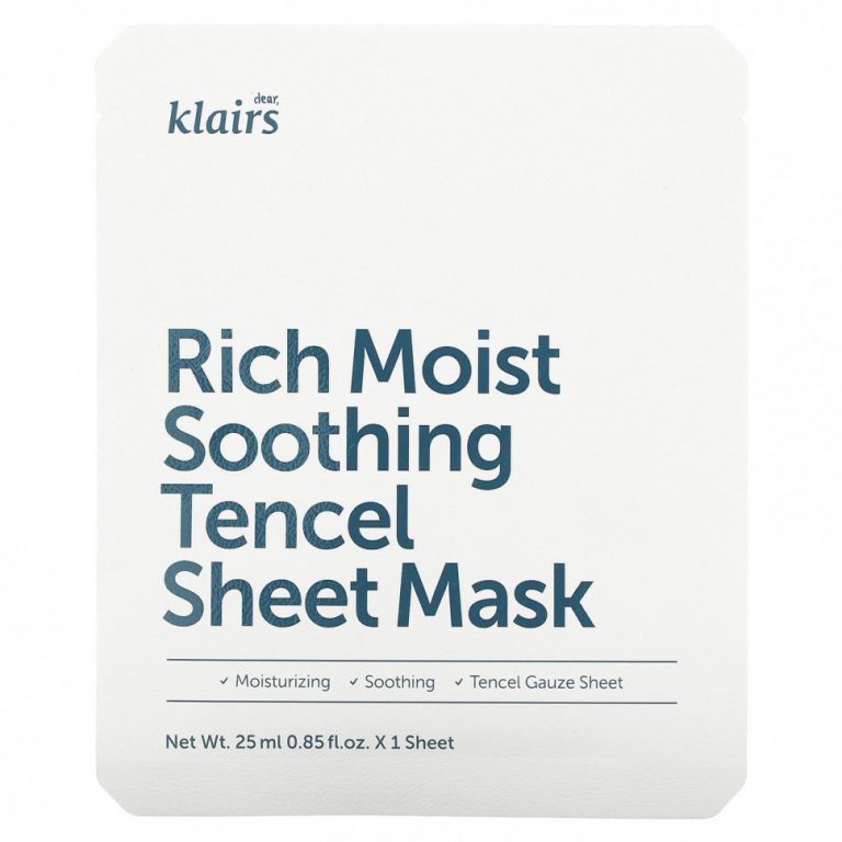 Dear, Klairs, Rich Moist Soothing Tencel, тканевая маска, 1 шт., 25 мл (0,85 жидк. унции)