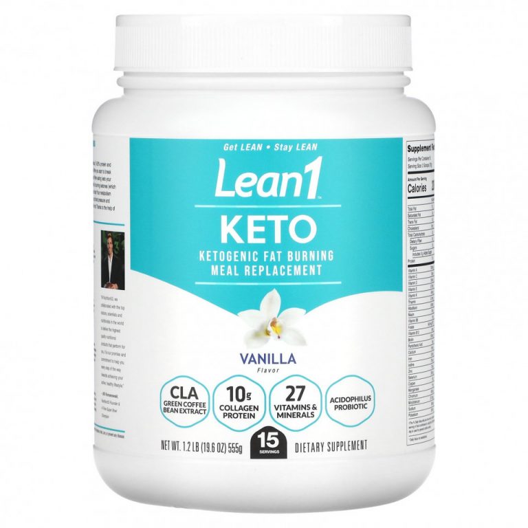 Lean1, Keto, кетогенный заменитель пищи, сжигающий жир, ваниль, 555 г (1,2 фунта)