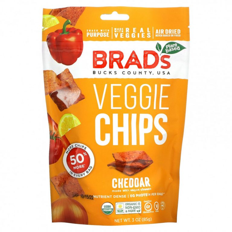 Brad’s Plant Based, Вегетарианские чипсы, чеддер, 85 г (3 унции)