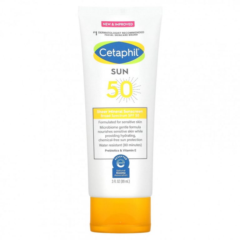 Cetaphil, Минеральное солнцезащитное средство широкого спектра действия, SPF 50, 89 мл (3 жидк. Унции)