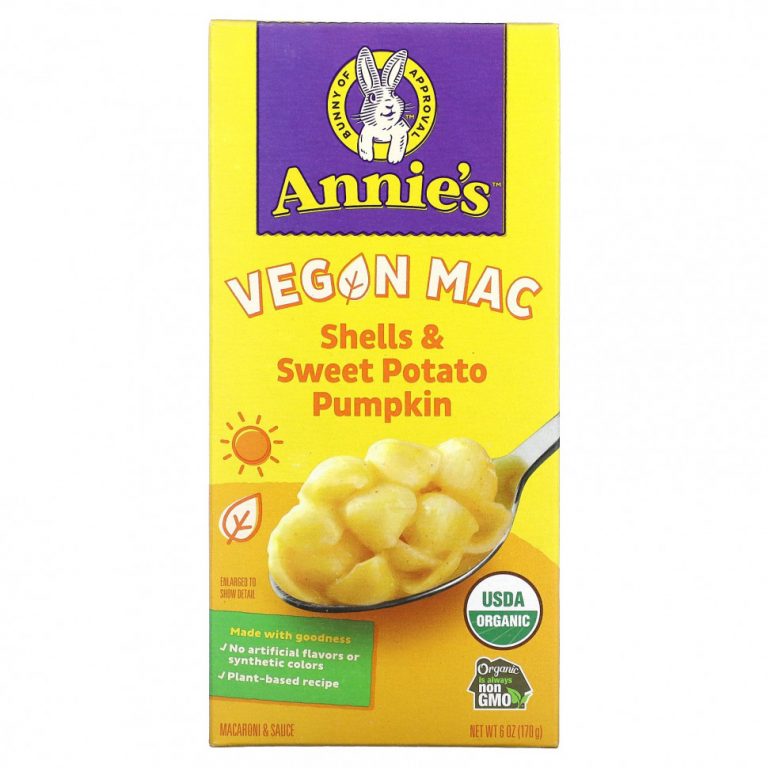 Annie’s Homegrown, Vegan Mac, ракушки и батат, тыква, 170 г (6 унций)