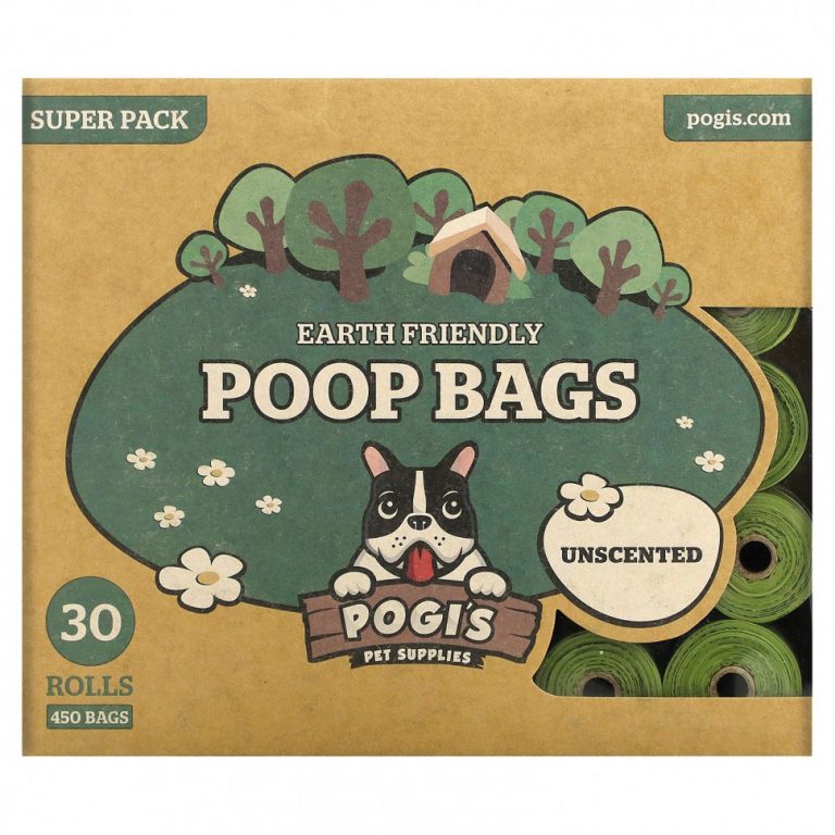 Pogi’s Pet Supplies, Earth Friendly какашки, без запаха, 30 рулонов, 450 пакетиков