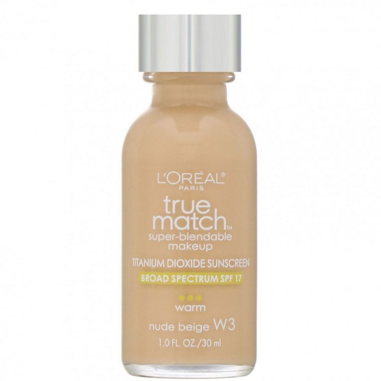 L’Oreal, True Match Super-Blendable Makeup, W3 Nude Beige, 1 fl oz (30 ml)