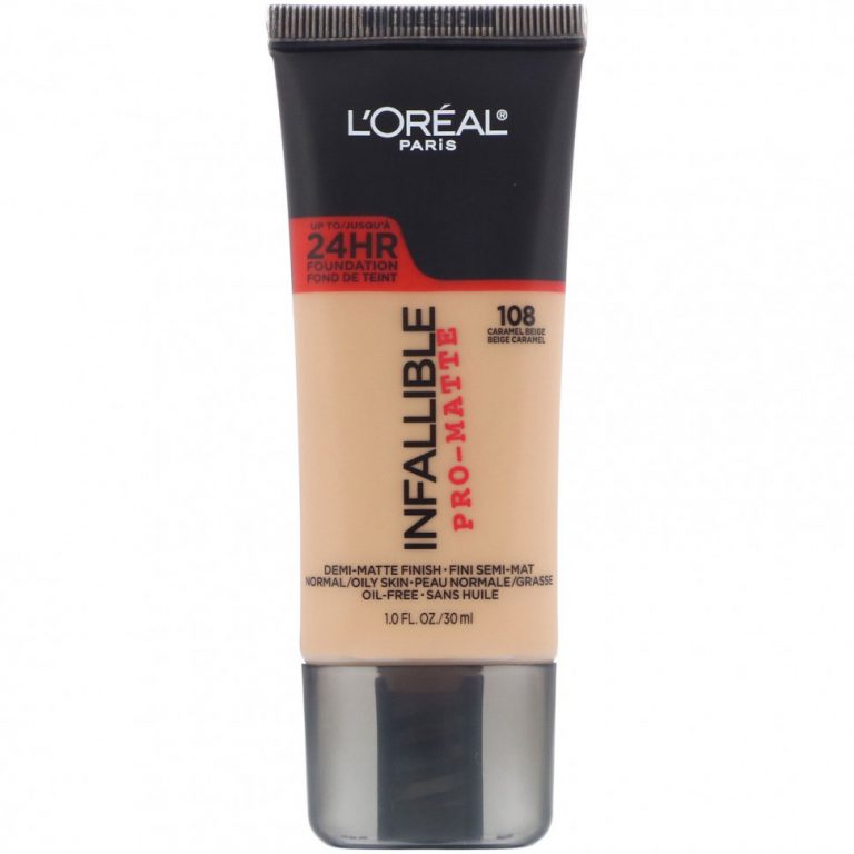 L’Oreal, Тональная основа Infallible Pro-Matte, оттенок карамельный бежевый 108, 30 мл