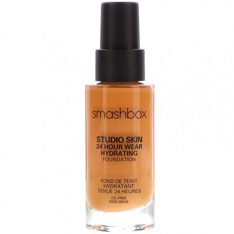 Smashbox, Studio Skin 24 Hour Wear Hydrating Foundation, 4.0 Medium Dark with Warm Peach Undertone, 1 fl oz (30 ml)